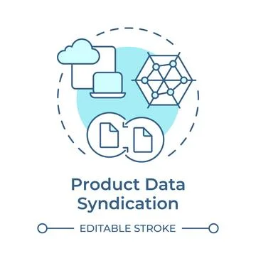 Product data syndication soft blue concept icon 스톡 일러스트