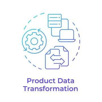 Product data transformation blue gradient concept icon Stock Illustration