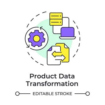 Product data transformation multi color concept icon Stock Illustration