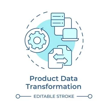Product data transformation soft blue concept icon Illustrazione stock