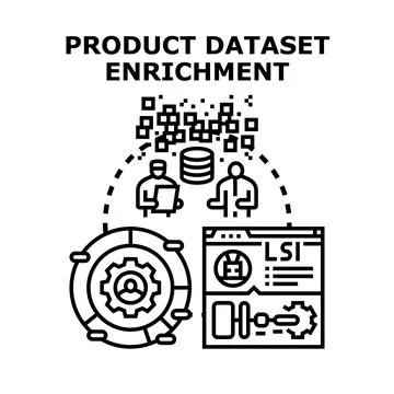 Product dataset enrichment concept for data management Stock Illustration