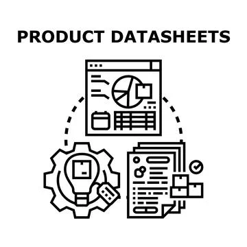 Product datasheets concept visualizing data management process Stock Illustration