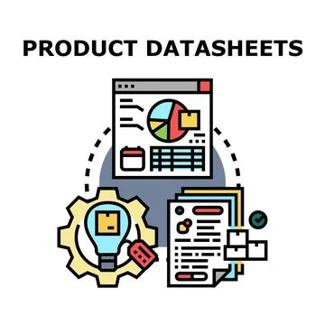 Product datasheets concept visualizing data management process Stock Illustration