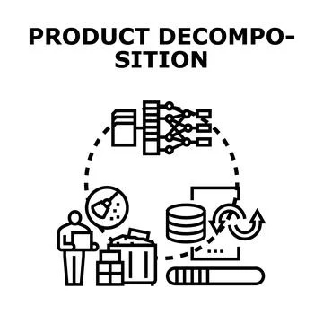 Product decomposition process analyzing business data icon Illustrazione stock