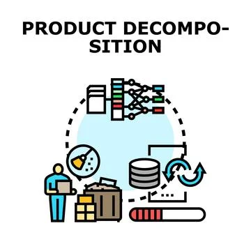Product decomposition process analyzing business data icon Stockillustratie