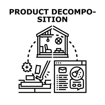 Product decomposition process analyzing components and elements 库存插图