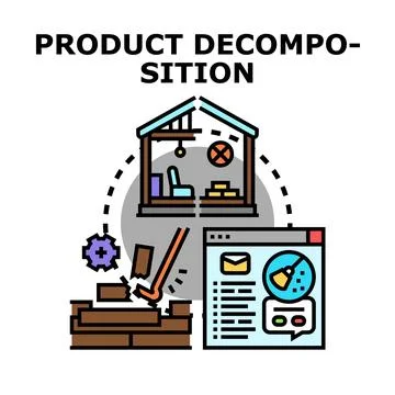 Product decomposition process analyzing components and elements 库存插图