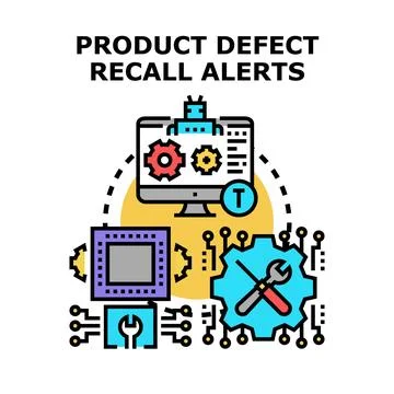 Product defect recall alerts system detecting problems Stock Illustration