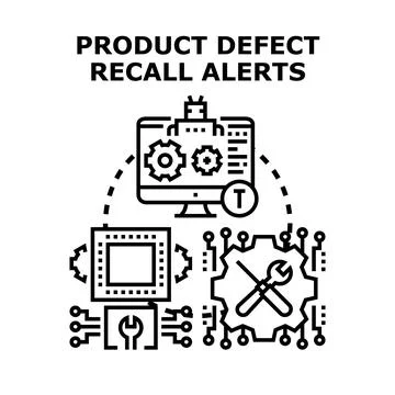 Product defect recall alerts system detecting problems Stock Illustration