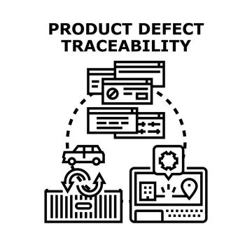 Product defect traceability identifying issues across supply chain Stock Illustration