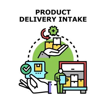 Product delivery intake process receiving and checking goods 库存插图