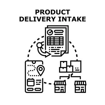 Product delivery intake process tracking and logistics Stock Illustration