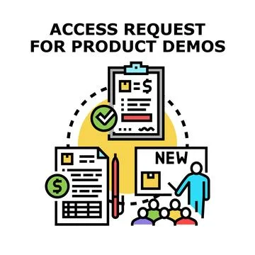 Product demo access request and presentation workflow Stock Illustration