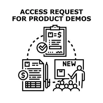 Product demo access request and presentation workflow Stock Illustration