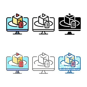 Product demonstration technical sales engineer color variations icon vector 스톡 일러스트