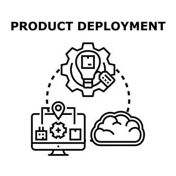 Product deployment process planning and market launch Stock Illustration