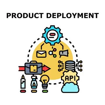 Product deployment process releasing new business ideas Stock Illustration