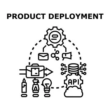 Product deployment process releasing new business ideas 库存插图