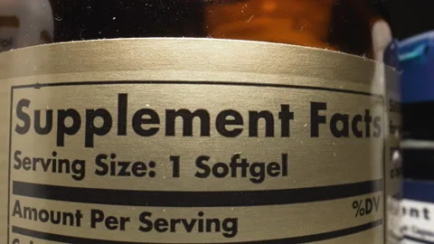 Product Description Label of Nutritional Supplements Jars. Plastic Supplement Stock Footage 271335006