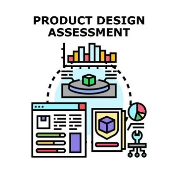 Product design assessment process evaluating market data Stock Illustration