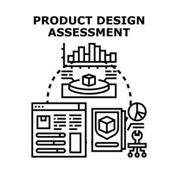 Product design assessment process evaluating market data Stock Illustration