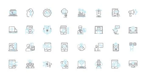 Product design linear icons set. Innovation, Aesthetics, usability, Simplicity Stock Illustration