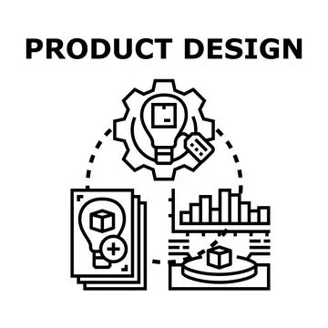 Product design process developing new ideas Stock Illustration
