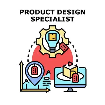 Product design specialist developing marketing strategy process Stock Illustration