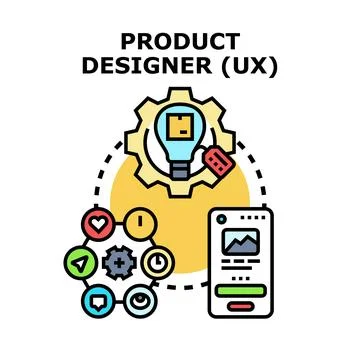 Product designer developing user experience interface application Stock-Illustration