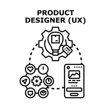 Product designer developing user experience interface application Stock Illustration