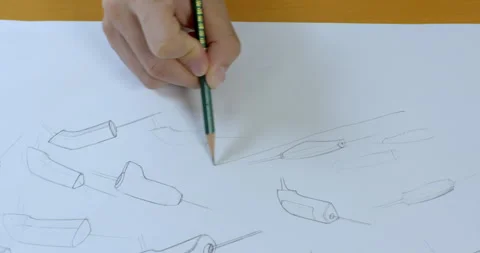 Product designer hand-drawn line draft Stock Footage 240904534