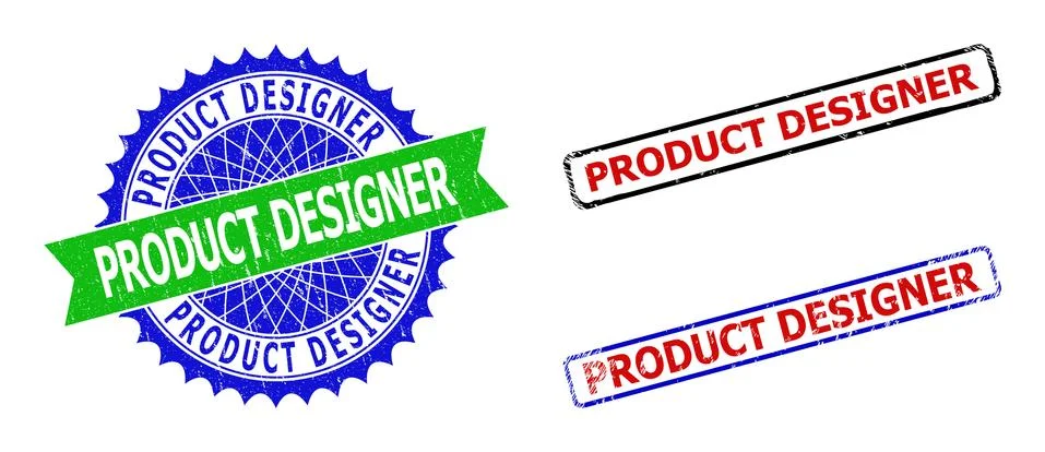PRODUCT DESIGNER Rosette and Rectangle Bicolor Stamps with Rubber Surfaces Stockillustratie