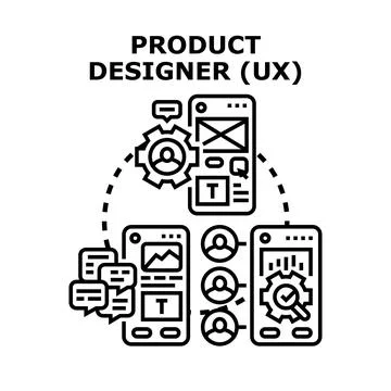 Product designer working on user experience application development Stock Illustration