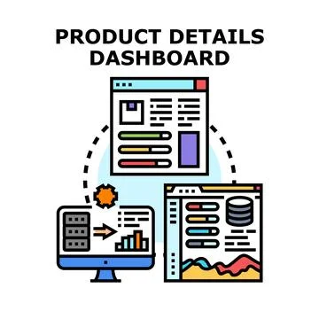 Product details dashboard analyzing data analytics monitoring Stock Illustration