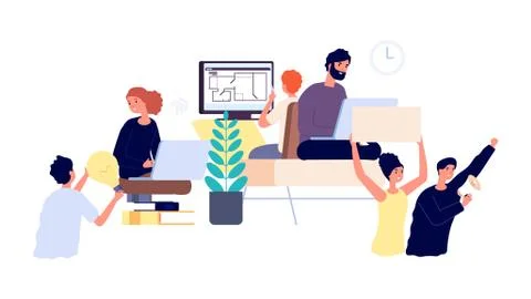 Product developers. Business project implementation from idea to launch Stock Illustration