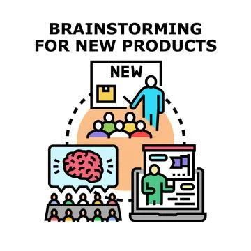 Product development brainstorming session for new ideas Stock Illustration