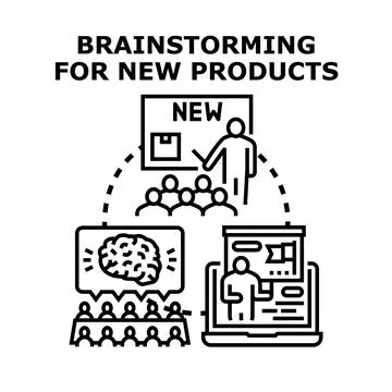 Product development brainstorming session for new ideas Stock Illustration