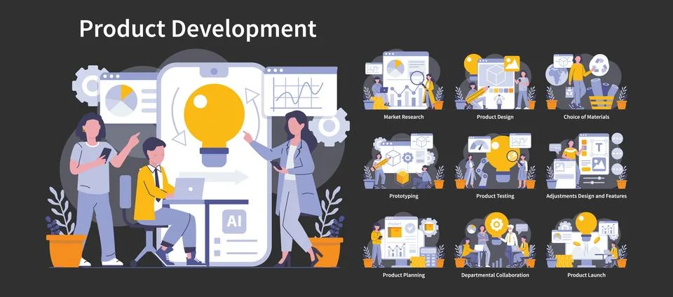 Product development concept. Flat vector illustration. 스톡 일러스트