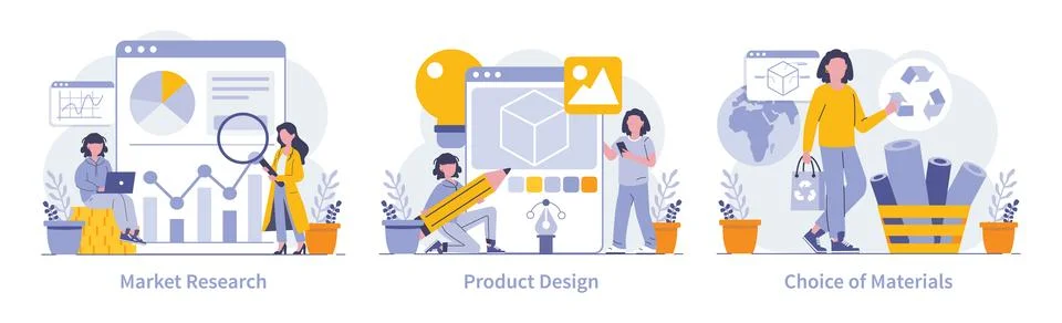 Product development concept. Flat vector illustration. Stock Illustration