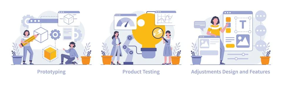 Product development concept. Flat vector illustration. Stock Illustration