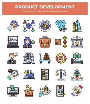 Product Development Icons. 25 Essential Icons for Business Stock Illustration