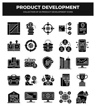Product Development Icons. 25 Essential Icons for Business Stock Illustration