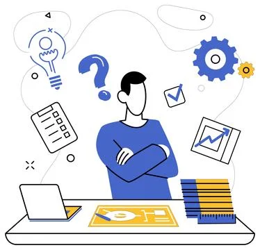 Product development. Innovation is architect drawing blueprints for castle .. Stock Illustration