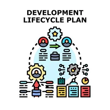 Product development lifecycle strategy with organizational planning Stock Illustration
