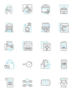 Product development linear icons set. Ideation, Innovation, Prototyping, Testing Illustrazione stock