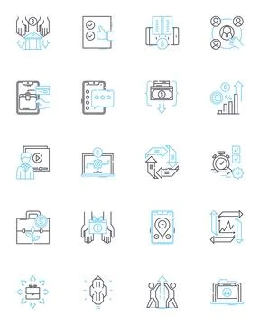 Product development linear icons set. Innovation, Prototype, Ideation, Research Illustrazione stock