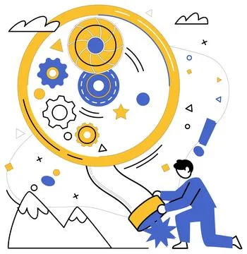 Product development. Performance is spotlight illuminating stage innovation.. Stock Illustration