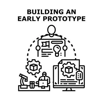Product development process building early prototype concept Illustrazione stock