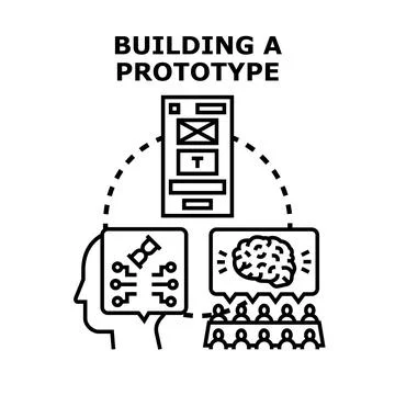 Product development process building a prototype concept Illustrazione stock