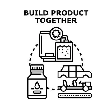 Product development process collaborating on manufacturing innovation Stock Illustration